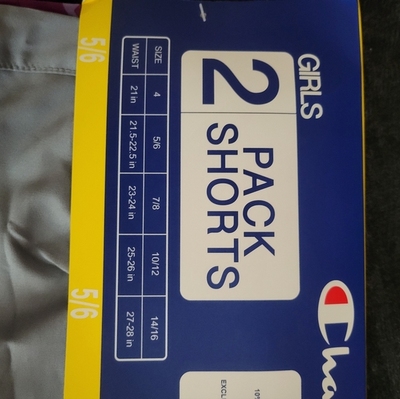 CHAMPIONS 2 pack girl shorts size 5/6 - Picture 3 of 4